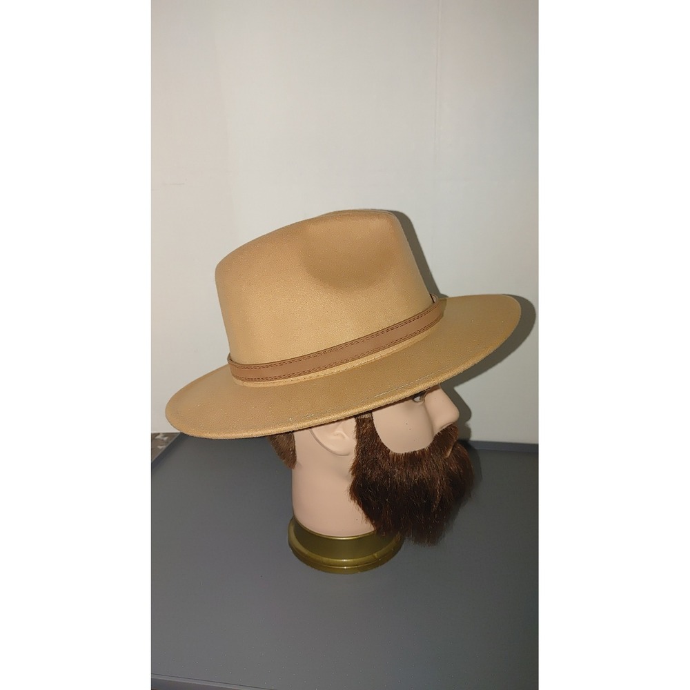 Fedora Hat Mens One Size Tan Red Excellent Wide Brim Red Bottom